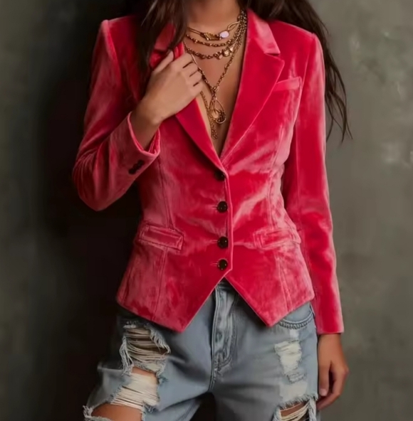 Velvet Raspberry Blazer - Picture 3 of 4